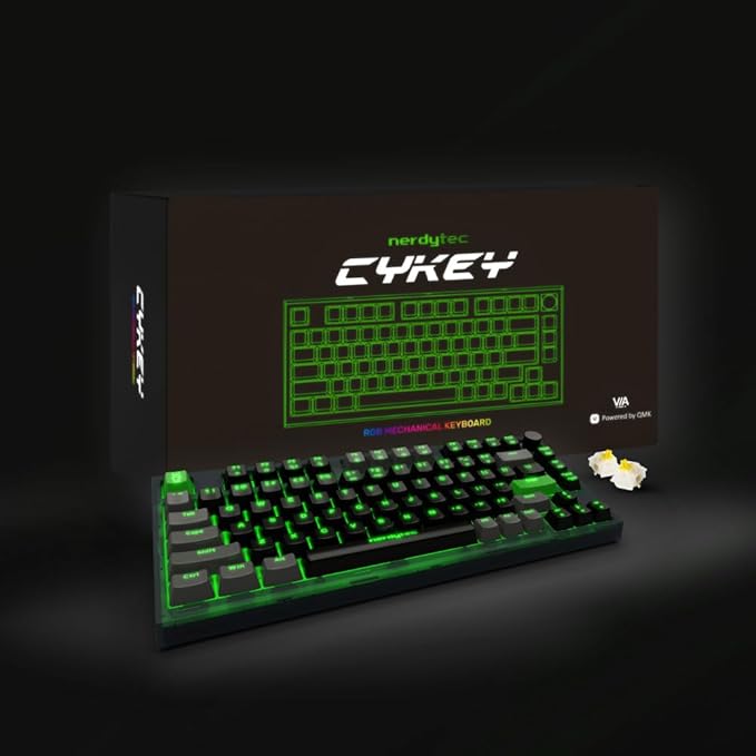 Couchmaster CYKEY Mechanical Gaming Keyboard with RGB Backlit Wired TKL Layout with Hot-Swappable Switches and Multi-Control Knob 75% Compact Design for PC and Laptop Windows/Mac