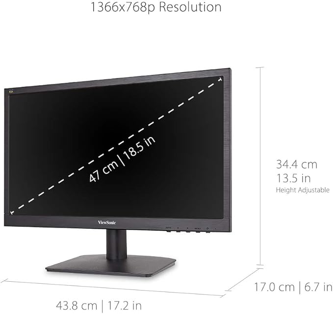 ViewSonic VA1903H 19-Inch WXGA 1366x768p 16:9 Widescreen Monitor with Enhanced View Comfort Custom ViewModes and HDMI for Home and Office