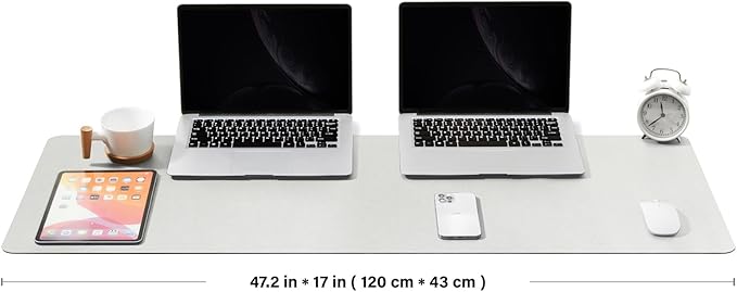 Large Cork Desk Mat - 47.2x 17 Desk Pad for Office and Home - Ideal for Large Mouse Pad and Desk Mats on Top of Desks(White)