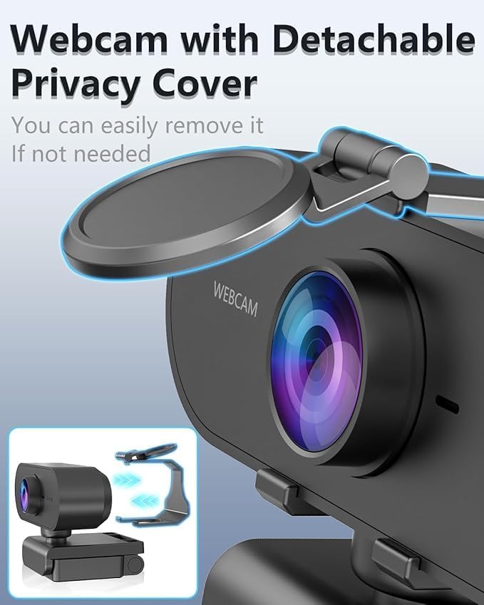 2K Webcam for pc with MicrophonePrivacy Cover Slider Streaming Web cam for Mac LaptopUSB External Computer Camera for DesktopBest Full Hd face cam for Video ConferenceGamingZoomTeams