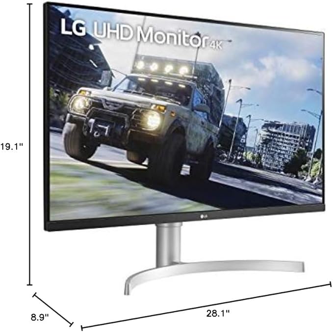 LG 32UN550-W Monitor 32 Ultrafine (3840 x 2160) Display DCI-P3 90% Color Gamut HDR 10 AMD FreeSync Borderless Design Tilt/Height Adjustable Stand - Silver