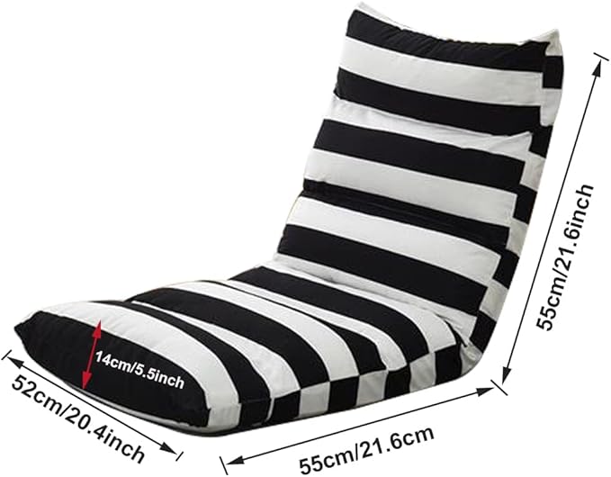 Floor Chair Floor Seat with Back Support Pillow Chaise Lounge Folding Sofa Chair Memory Foam Backrest Seat Cushion Patio Chair Padded Reading Gaming Floor Chair for Living Room Bedroom Adjustable