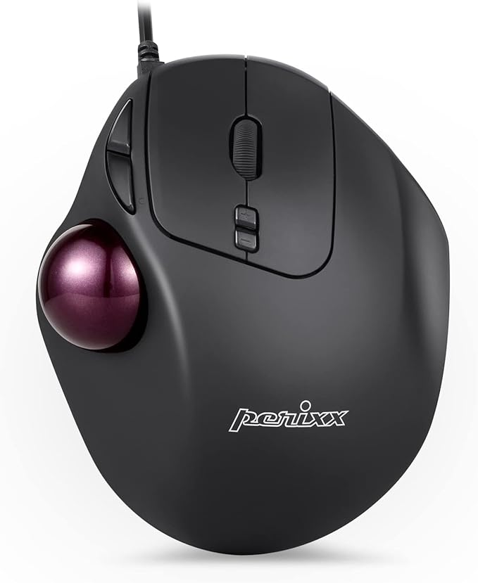 Perixx Perimice-517 Wired Trackball USB Mouse 7 Button Design Build-in 1.34 Inch Trackball with Pointing Feature