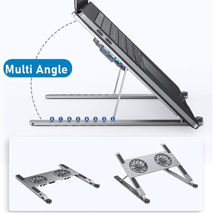 Aluminum Adjustable Laptop Stand for Tablet Stand Notebook Cooling Stand Fan Pad Portable Base (Color : E Size : 23.5 * 25.9 * 9.5cm) (E 23.5 * 25.9 * 9.5cm)