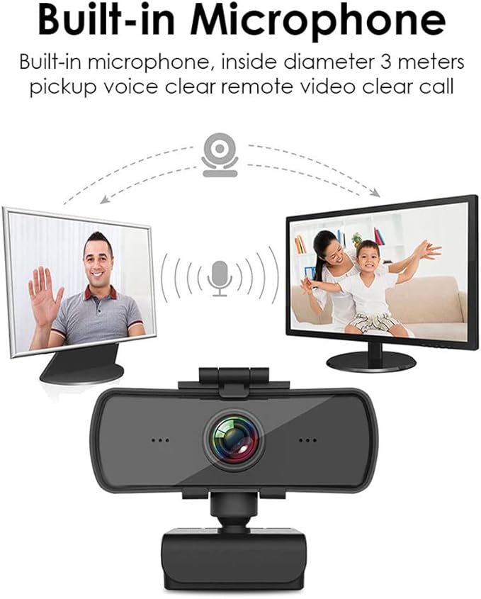 1080P Business Webcam with Noise Cancelling Microphone 3.26mm Length 110° Wide Angle Lens USB PTZ Camera for Video Calls Conference for for iOS