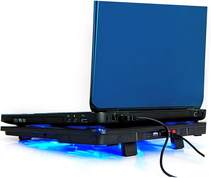 NUOBESTY Laptop Cooling Pad with Ultra Quiet Fans Flap Design for Gaming and Office Use Portable Laptop Cooler Sleek Black Finish