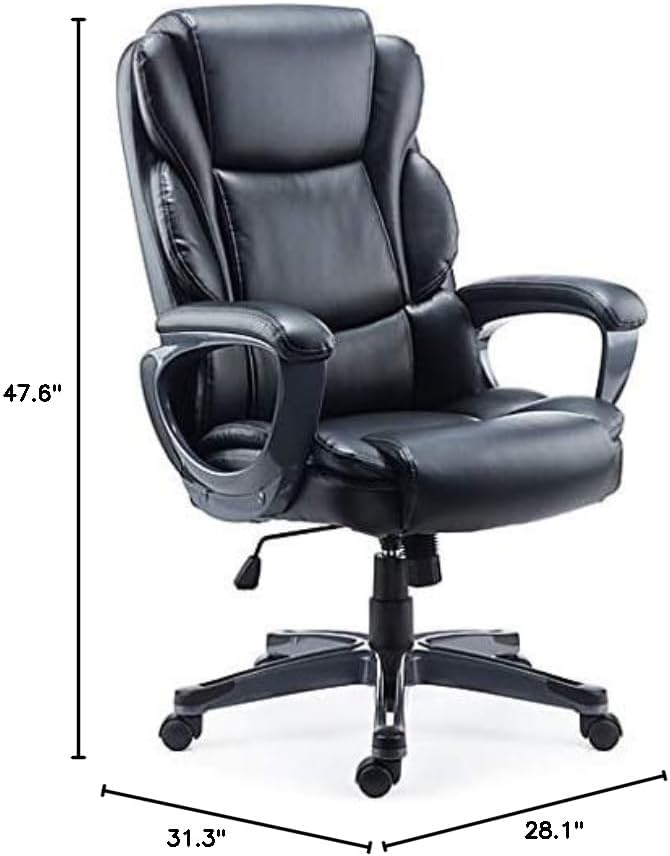 Staples Mcallum Ergonomic Manager &amp Executive Office Chair Task Desk Swivel Chair with Wheels Adjustable Height Bonded Leather Black