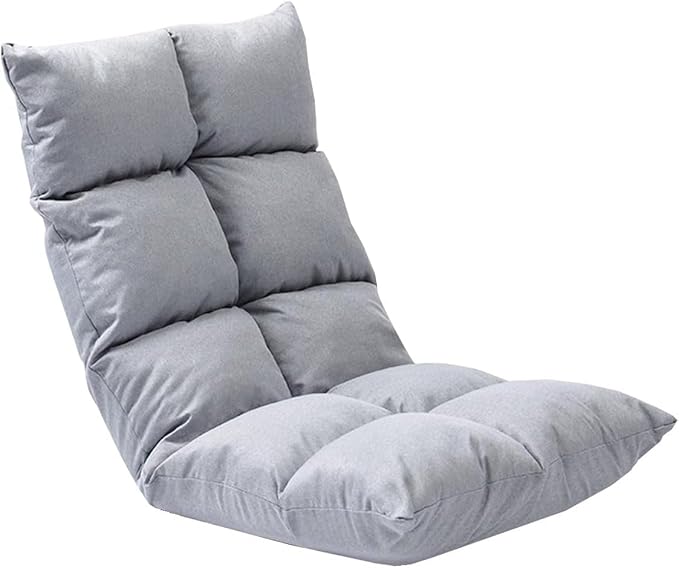 ELEFOCUS Adjustable Floor Chair with Back Support Gaming Floor Meditation Chair with 5 Adjustable Position(Grey)