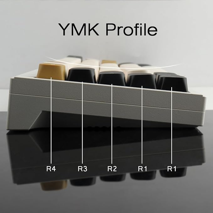 Double Shot PBT Keycaps171 Keys YMK Profile Keycaps Classic Black &amp White Gold Custom Dye-Sub Retro Keycap Set for Cherry MX Switches ISO/ANSI UK Layout Mechanical Gaming Keyboard(Black White Gol
