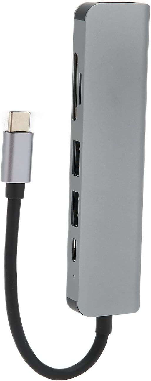 6 in 1 USB C Docking Station Aluminum Alloy Expansion Dock Multifunctional Hub with 4K USB 30. PD Fast Charging for Type C Laptops and Smartphones Slim Portable