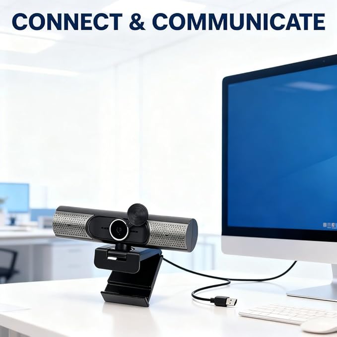 PC Webcam with Microphone 2K 30fps Auto Focus USB Computer Web Camera with Lens Cover - Wide Angle 90 Degree Plug and Play Ideal for Video Conference and Live Streaming