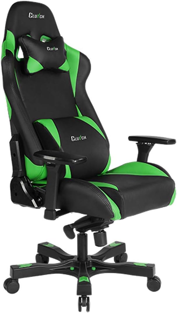 Clutch Chairz - Ergonomic Gaming Chair Video Game Chairs Office Chair High Chair and Lumbar Pillow for Computer Desk - Black/Green - Throttle Series