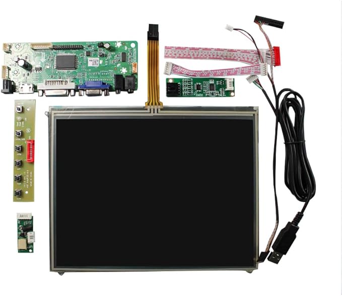 VSDISPLAY 9.7 Inch LCD Screen 1024x768 IPS Display with Resistive Touch Panel Supports/DVI/VGA Controller Board 68676