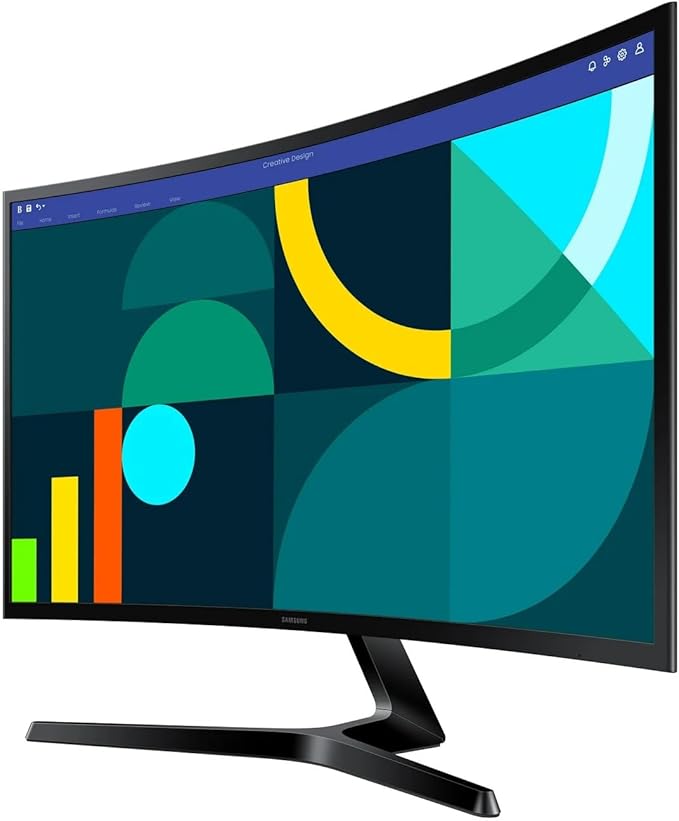 Samsung 27 Essential S3 Series LED Curved Monitor FHD 1800R Game Mode Dual Ports Eye Comfort 100Hz Black with GSF HDMI Cable