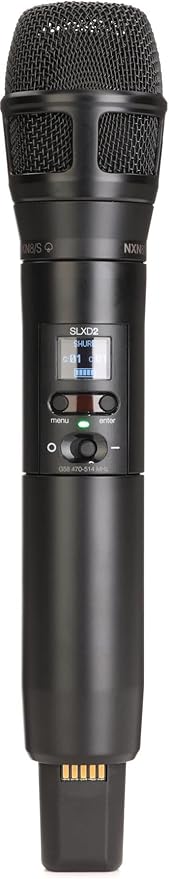 Shure SLXD2/N8SB Handheld Transmitter with Nexadyne 8/S Black Supercardioid Vocal Mic Capsule - for SLX-D Digital Wireless Microphone Systems Receiver Sold Separately | G58 Band (SLXD2/N8SB=-G58)