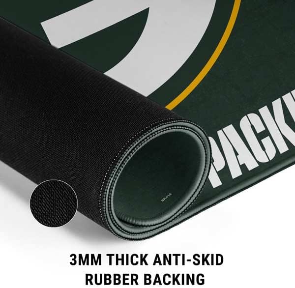 Skinit Medium Gaming Mouse Pad - Officially Licensed Green Bay Packers Distressed Design with Stitched Edges Waterproof Non-Slip Rubber Base Desk Mat for Keyboard &amp Mouse 17.7 x 15.75 inches