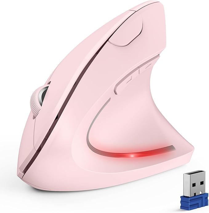 TECKNET Ergonomic Mouse Wireless Bluetooth Vertical Mouse 4800 DPI Optical Tracking 6 Adjustable DPI Quiet Clicks 2.4GHz with USB A Receiver 12 Months Battery 6 Buttons Wide Compatibility