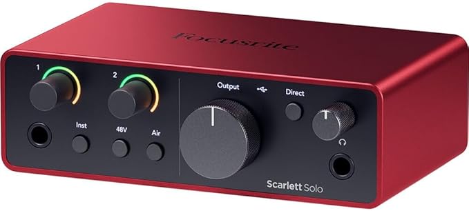 Focusrite Scarlett Solo 4G with StreamEye Cans50 Studio Headphones and Microphone Boom Arm XLR Cable and Pop Filter Bundle