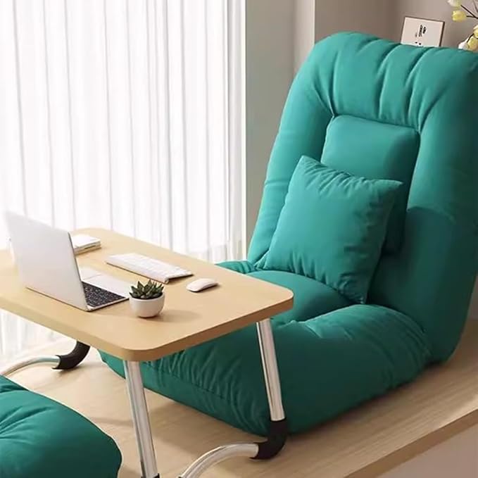 ELEFOCUS Adjustable Indoor Floor Chair with Pillow - Padded Sleeper Bed Chaise Lounge Sofa - 5-Position Comfy Gaming Recliner(Blue)