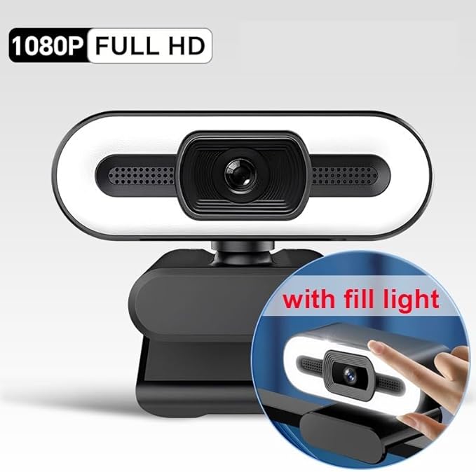 4K Webcam Video Camera 2K Autofocus Streaming Web Cam with Microphone Full HD 1080P Webcams for PC/Computer/Laptop(1080P with Light)