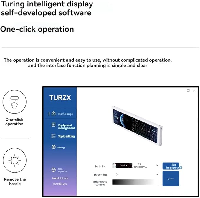 Turing 8.8 IPS Type-C Secondary Display Monitor for Real-Time CPU GPU RAM Data with Smart Display Case Black