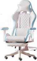 Computer Chair Chairs Gaming Chair Ergonomic Leather Chair Home Office Comfortable Game Swivel Chair Gamer Live Computer Chair Chair (Color : White Blue Pedal)