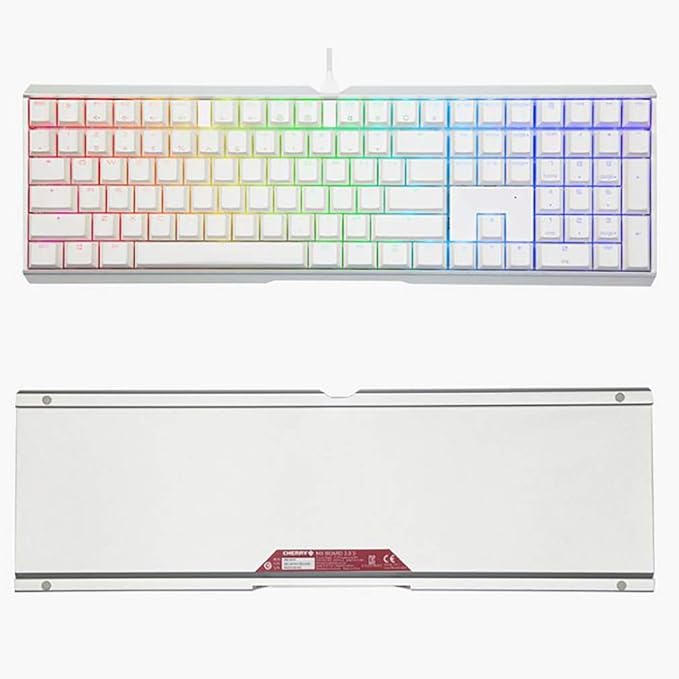 Laptop Keyboard Mechanical Gaming Keyboard with Black Switch 104 Keys LED RGB Backlit Cherry MX Blue Switches for PC/Games Computer Keyboard (Color : Black) (White)