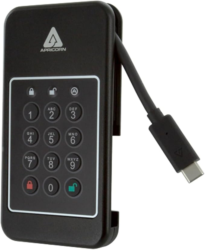 Apricorn 2TB Aegis NVX – Ultra High Speed NVMe 10Gbps USB Type C Hardware-Encrypted Drive (ANVX-2TB)
