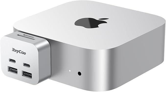 RayCue MiniPack Expansion Dock for Mac mini M4 | 6-Port USB-C Hub with Dual 10Gbps Adapters 2 * 10G USB-C/ 2 * 10G USB-A/SD TF 3.0 Card Reader | High-Speed Data Transfer &amp Multi-Device Connectivi