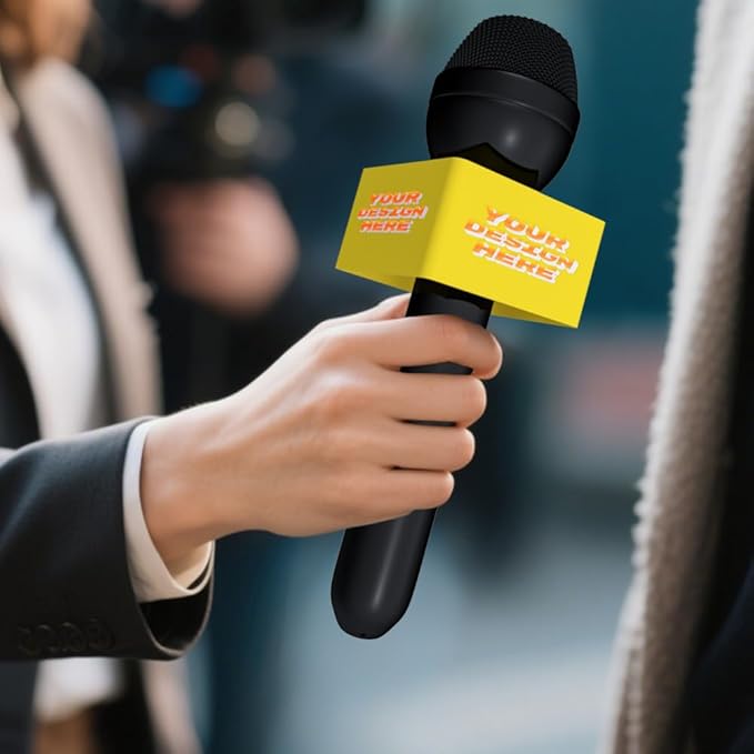 Custom Microphone Logo Box Compatible with RE50/B mic Personalize Omnidirectional Dynamic Microphone Flag (Pink Square)