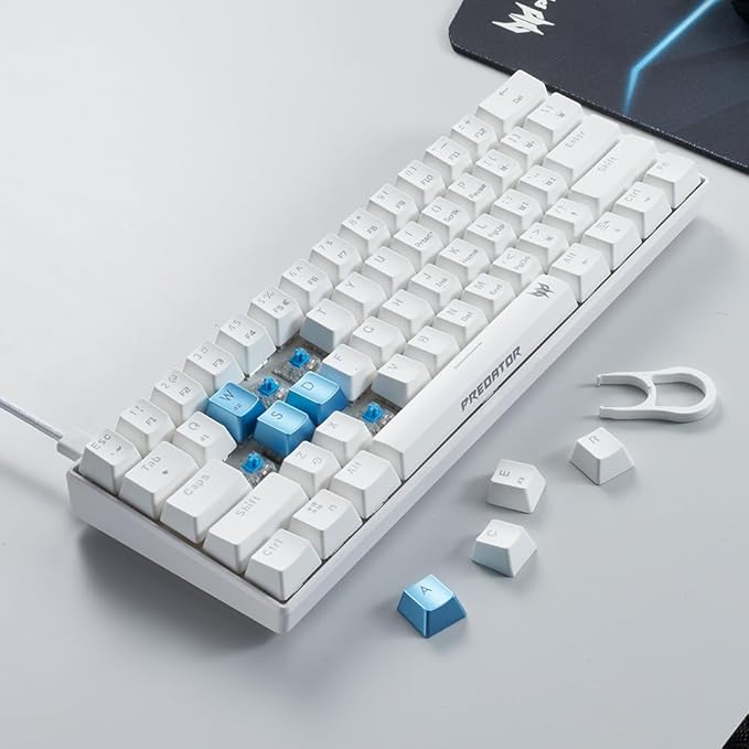 acer Predator Aethon 330 Gaming Keyboard|Space-Saving 61-Key Design|100% Anti-Ghosting with N-Key Rollover|Kailh Blue Switches|Personalized RGB Lighting | Dual Mode - Wired &amp Bluetooth (Pack of 1