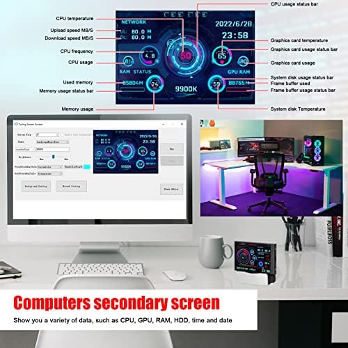 Walfront Mini Monitor Display 320x480 Portable Smart Monitor for Computer Various Modes USB Mini Secondary Screen