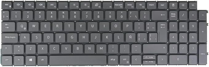 Laptop Replacement Keyboard For Dell Inspiron 3510 3511 3515 3520 3521 3525 3530 3535 5510 5515 5518 7510 7610 P106F P112F Backlit No Palmrest (Latin Spanish Layout (LA Español Ñ) No Backlit Black)