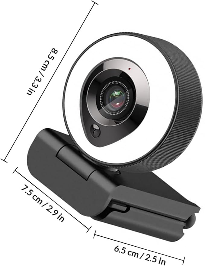 4k High Definition Webcam with Auto Focus and USB Fill-in Light Multifunction Live Streaming Webcam with Microphone for Computer Video Calling and Online Meetings