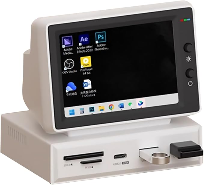 3.5inch Vintage Secondary Screen Monitor Computer Temp Monitor PC Sensor Panel Display PC Temperature Display Support HDMI USB 3.0 Hub SD3.0 TF Card Reader