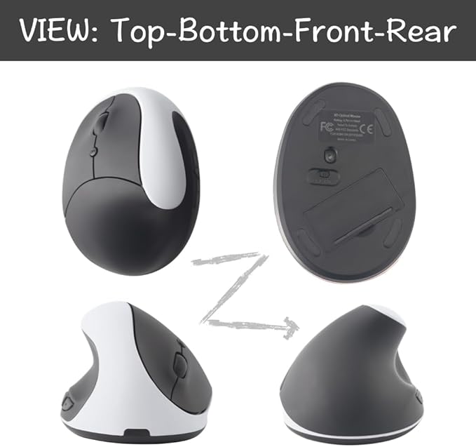 Urby Left Handed Mouse Wireless Ergonomic Vertical. Also As Left Handed Gaming Mouse. Compatible with Windows/macOS/iPadOS Laptop PC. [Battery Included] (White)