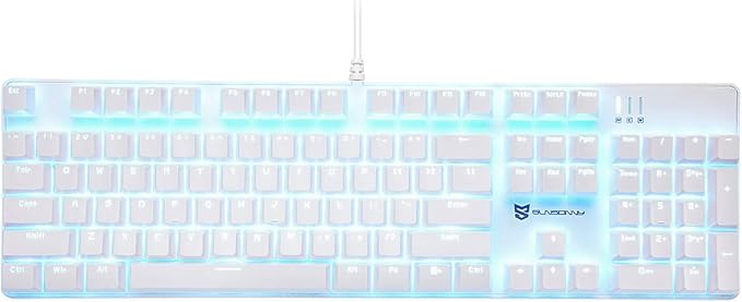 Qisan 104 Mechanical Keyboard for Gaming | Large Size USB White Backlit Gaming Keyboard Wired | US Layout Brown Switches Hot Swappable Mechanical Clicky Keyboards Compatible with PC &amp Laptop