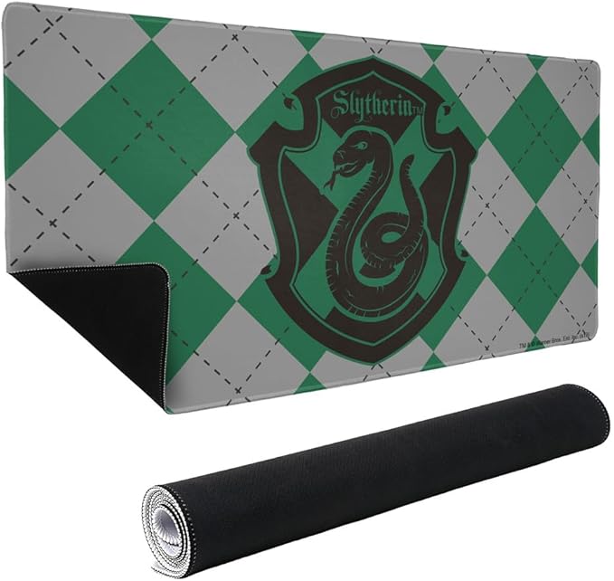 Harry Potter Slytherin Plaid Sigil Large Gaming Mouse Pad Desk Mat with Stitched Edges Non-Slip Base for Gamer Home and Office 31.5 x 15.7