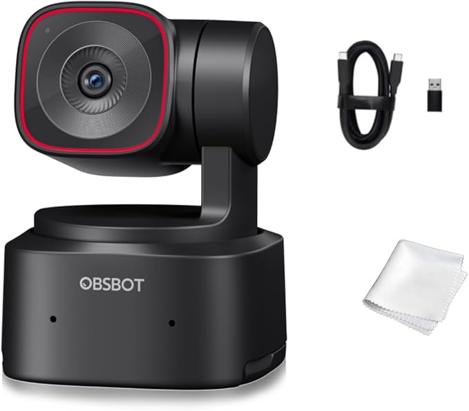 OBSBOT Tiny 2 Lite PTZ 4K Webcam 1080p@60fps HDR with AI Tracking Privacy Cover Microphone 1/2 Sensor USB2.0 Plug&ampPlay for Conferencing Live Streaming Compatible with Skype/YouTube/Team