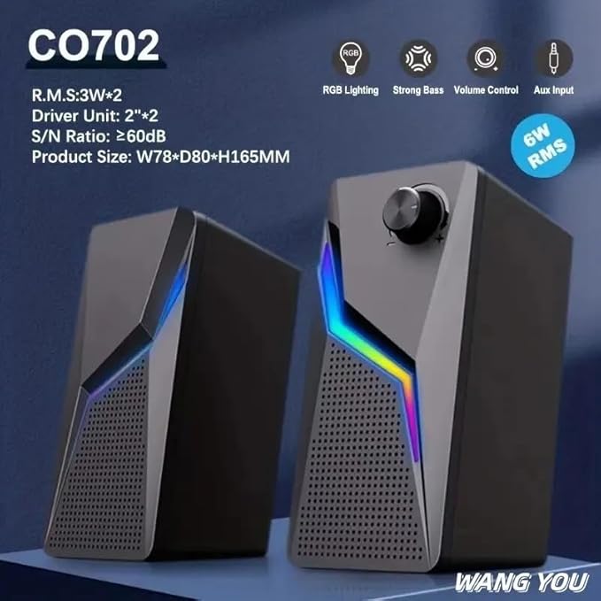Computer Gaming Speakers PC Sound Box Stereo Microphone Wired with LED Strong Bass 2.0 Loudspeaker