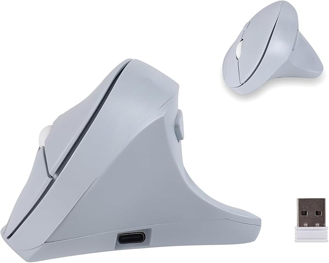 Wireless Silent Ergonomic Vertical Mouse - Dual Mode 2.4G/Bluetooth Rechargeable Type C Pain Relief for Office and Home Use Compatible with Laptop &amp PC (Blule)