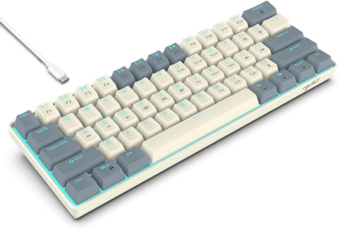 Docooler 60% Wired Keyboard 61-Key RGB Gaming Keyboard 61 Keys Hot-Swap Compact Mechanical Keyboard Linear Red Switch for Gaming &amp Office Wired Computer Keyboard Ergonomic - Ice Blue