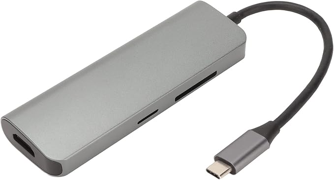 8 in 1 USB C Hub: 4K 3 USB3.0 Ports 100W PD Charging USB C Data Port Storage Memory Card Readers Grey Aluminum Alloy