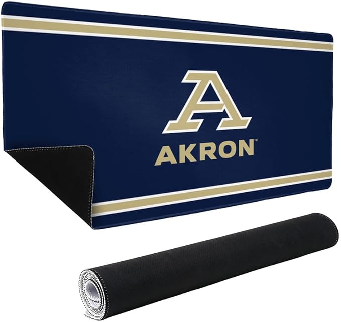 University of Akron Zips Primary Logo Stripes Large Gaming Mouse Pad Desk Mat with Stitched Edges Non-Slip Base for Gamer Home and Office 31.5 x 15.7