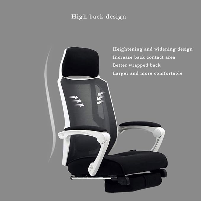 Office Chair Gaming Chair Computer Chair Reclining Office Desk Chair Adjustable High Back Ergonomic Computer Mesh Recliner Home Office Chairs with Footrest and Lumbar Support (Color :