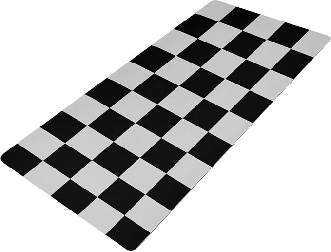 Mouse Pad Desk Mat Leather Desk Pad Large Gaming Desk Cover Protector Mat for Keyboard Computer Laptop Office Waterproof 35.4 x 16.5 Inch Checkered Black and White