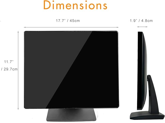 19 Inch 16:10 Touchscreen POS Monitor LED Backlit 10 Points Multi-Touch HDMI VGA 1440 x 900 True Flat Seamless Water &amp Dust Proof Front Screen for Office Retail Restaurant Bar Gym Warehou
