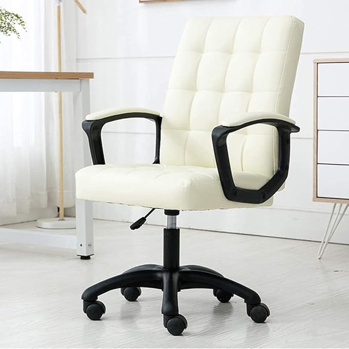 Home Office Chair Executive and Ergonomic Swivel Chair Adjustbale Height Leather Desk Gaming Chair High-Back Office Chair for Study Bedroom Bearing Capacity: 330 Lbs ( Color : Beige  Size : Without m