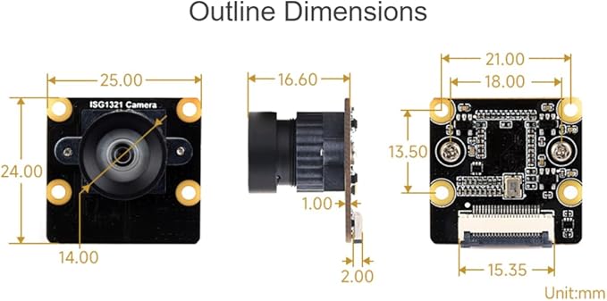 ISG1321 1.38MP Mono Camera Module Global Shutter 95.5° FOV Wide Angle Lens Supports 1280 × 1080@120fps Output (ISG1321 Camera)