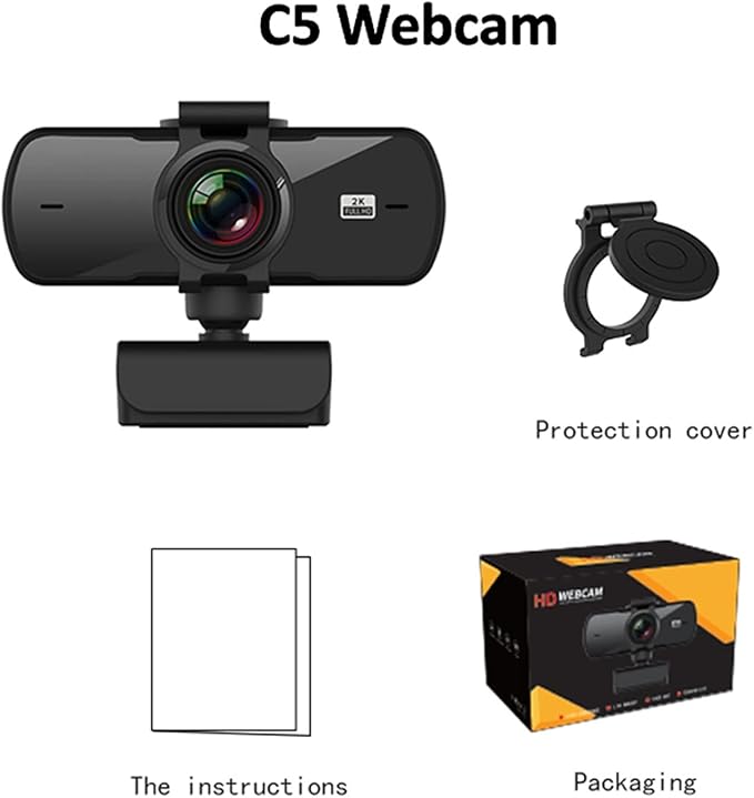 Webcam 1080P 2K HD Computer Web Cam PC Camera with Microphone USB Plug and Play Video Calling Conference Work PC Gamer Webcast for Business Meetings (Color : PC5)